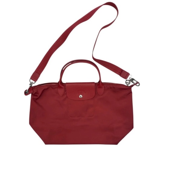 Longchamp red medium tote with strap - Picture 1 of 12